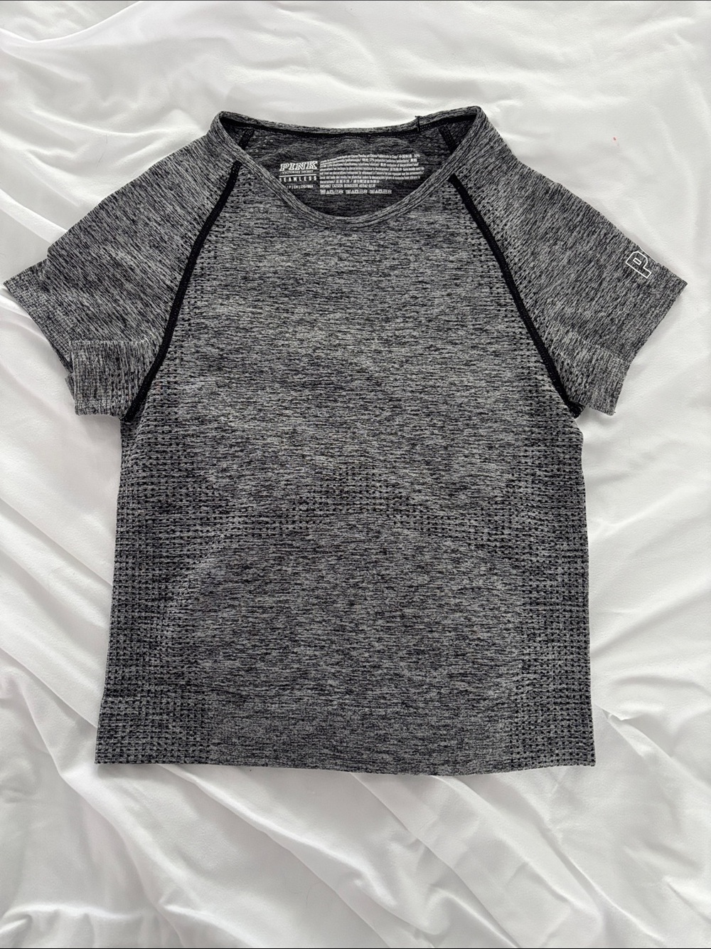 PINK Victoria's Secret Grey Heather Seamless Short Sleeve Tee